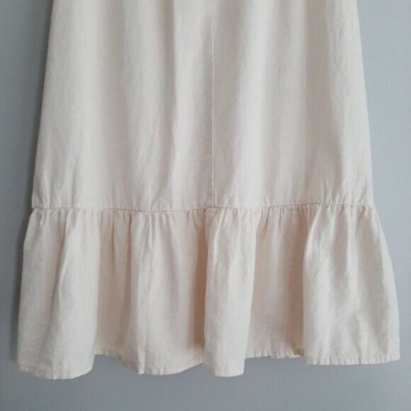 FOREVER 21 Linen Blend Tie Wrap Midi Skirt Ruffle Hem Sz M - Picture 9 of 11